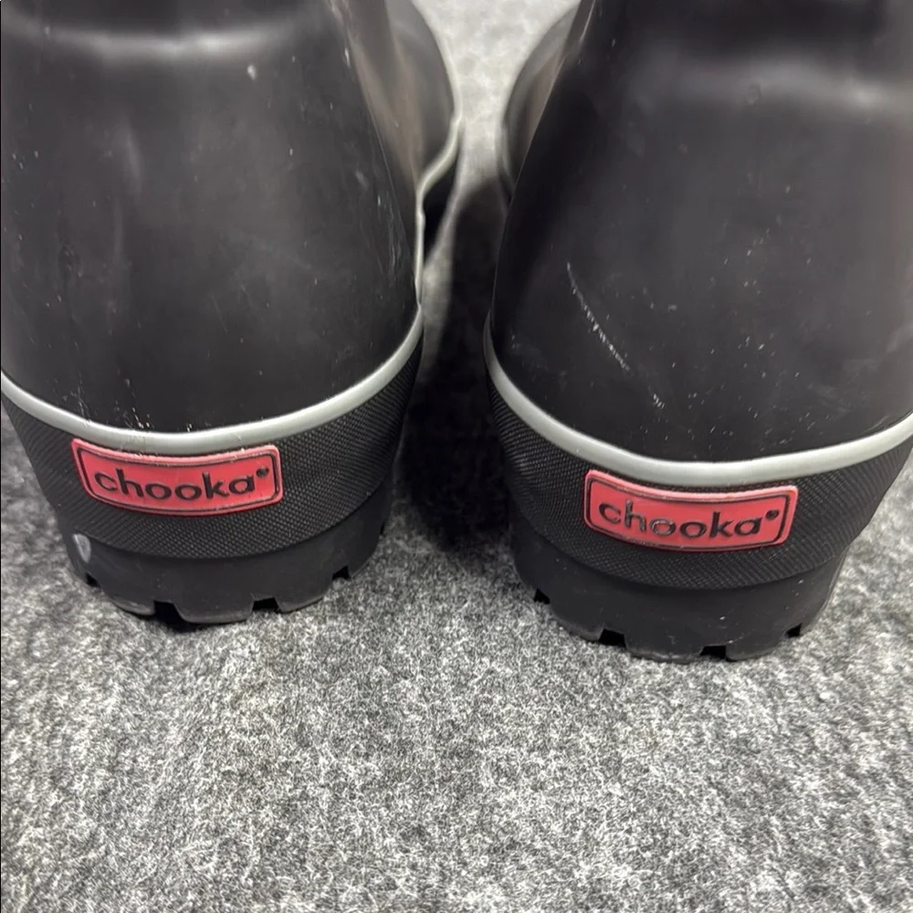 Chooka Black Ankle Boots with Red Accents - Picture 2 of 6